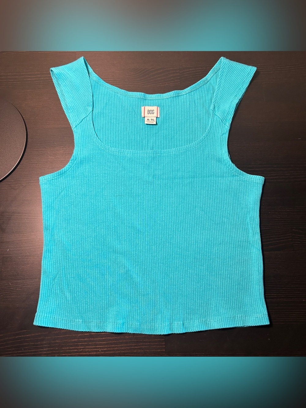 Urban Outfitters BDG Square Neck Fitted Tank Top -- Turquoise (size XL)